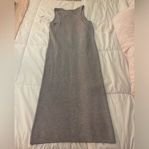 Athleta NWT River Rib Sweater Midi Dress Merino Gray Wool Blend Large